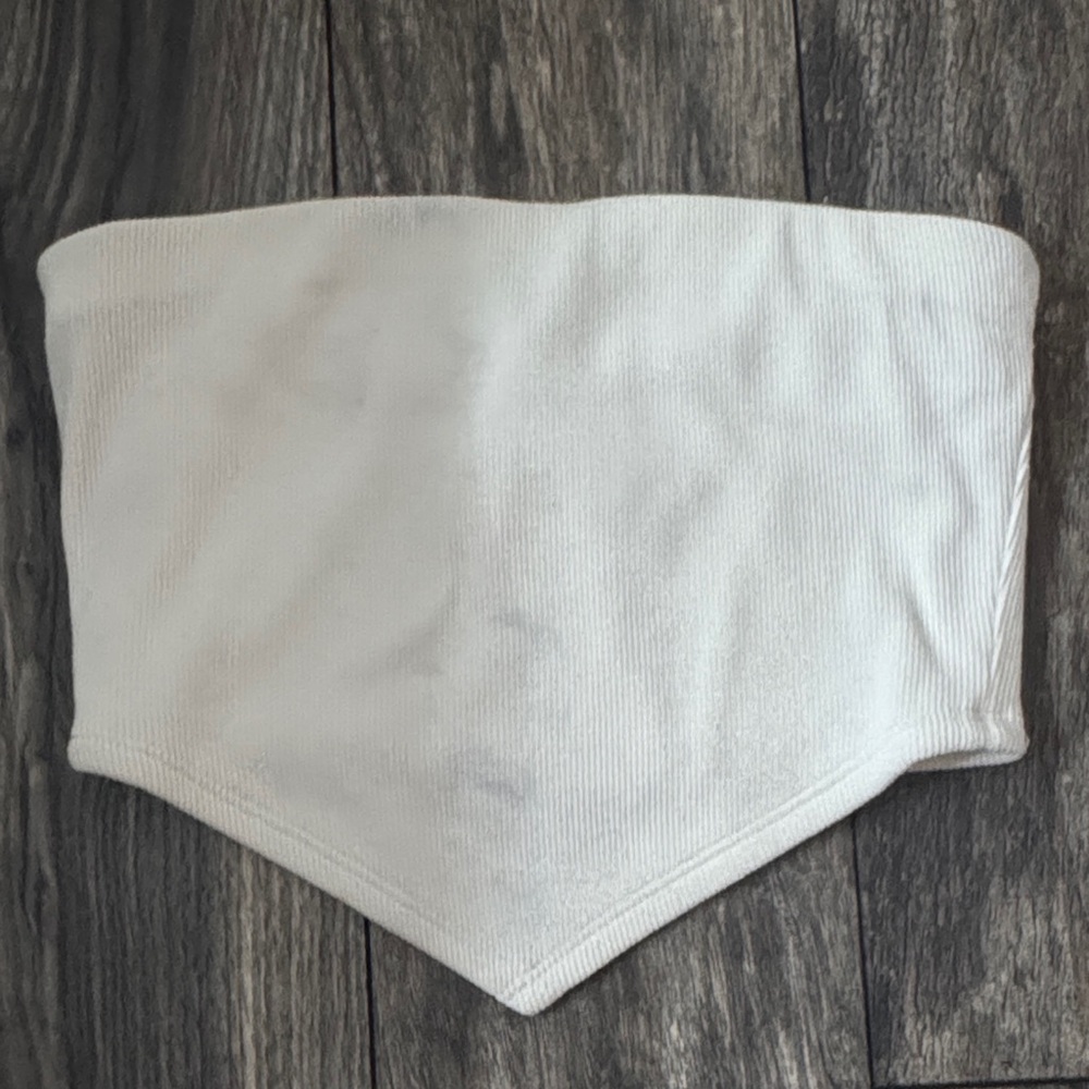 White Ribbed Tube Top